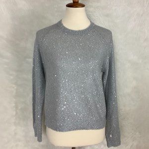 ATM Gray Sequin Embellished Knitted Alpaca Wool Blend Sweater S